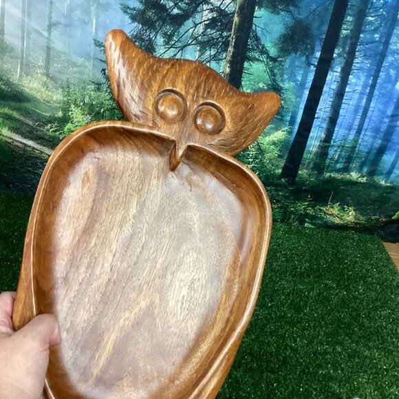 Vintage Wooden Owl Platter Large - Picture 15 of 15